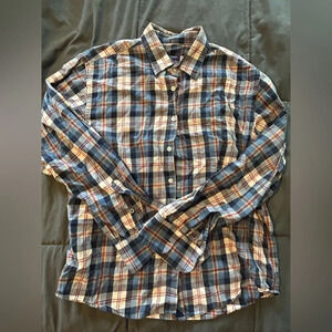 Untuckit men’s button down cotton plaid shirt size large